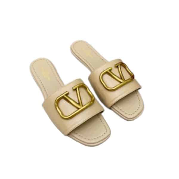 VALENTINO GARAVANI VLOGO SIGNATURE SLIDE SANDAL BEIGE