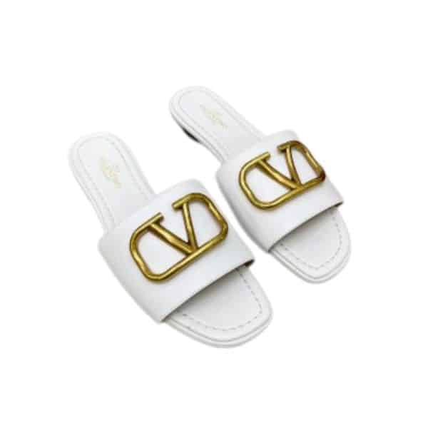 VALENTINO GARAVANI VLOGO SIGNATURE SLIDE SANDAL WHITE