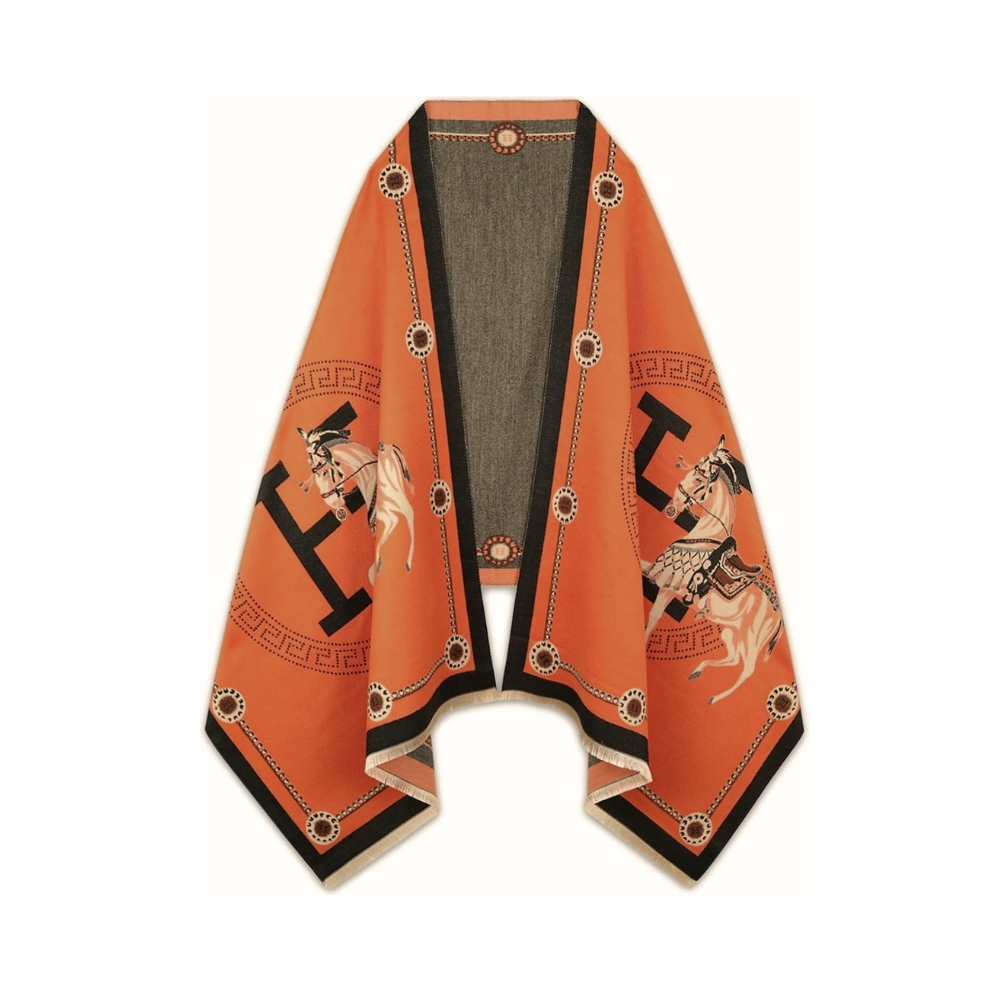 HERMES CASHMERE MUFFLER ORANGE