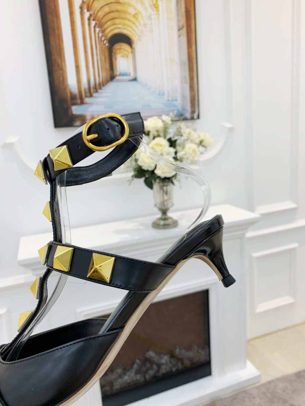 Alternative view of VALENTINO GARAVANI ROMAN STUD KITTEN HEEL PUMPS BLACK