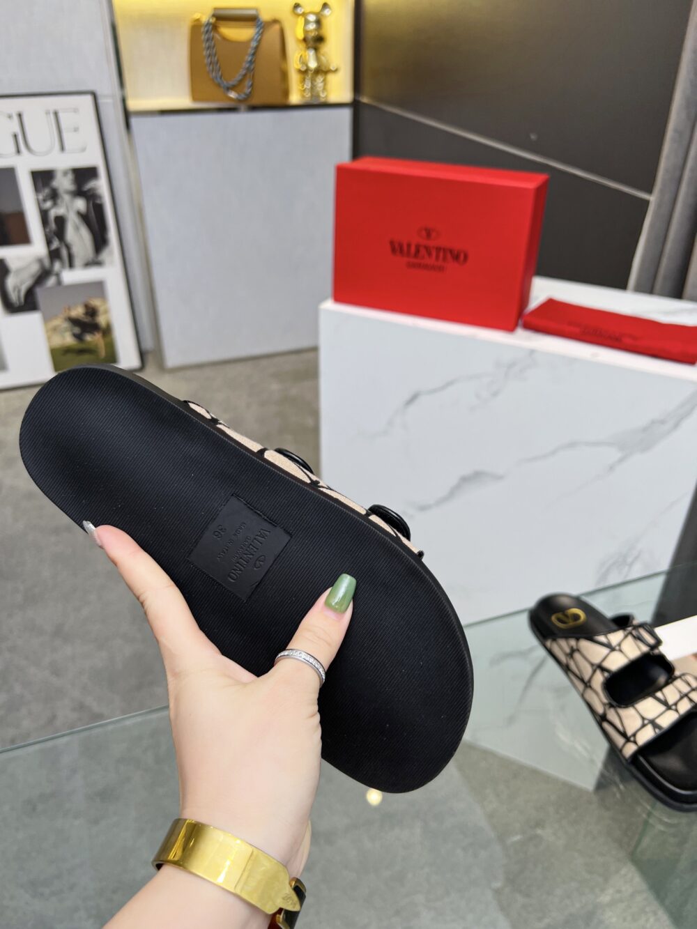 Alternative view of VALENTINO GARAVANI VLOGO TOILE ICONOGRAPHE SANDAL BLACK BEIGE