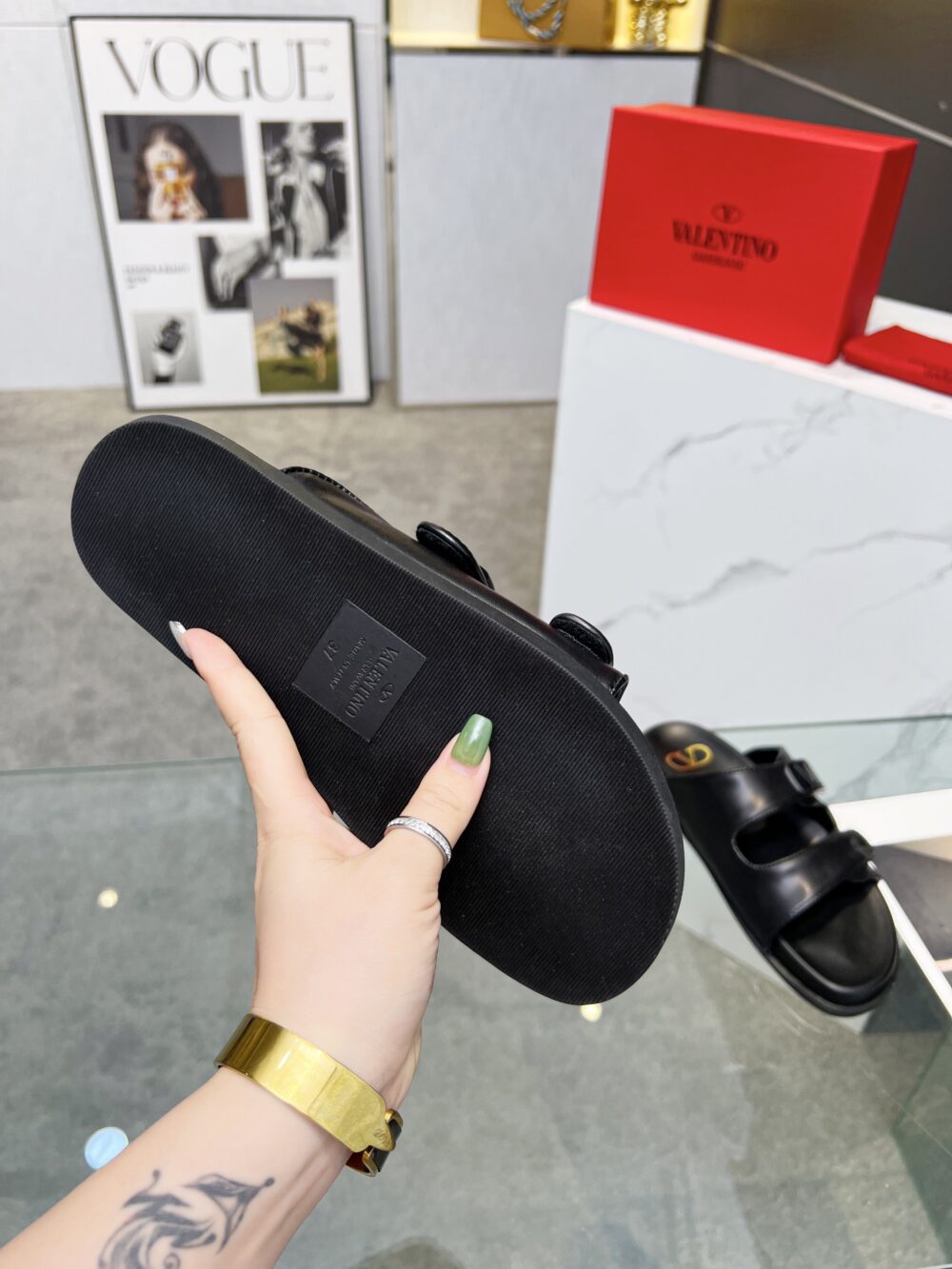 Alternative view of VALENTINO GARAVANI VLOGO SANDAL BLACK