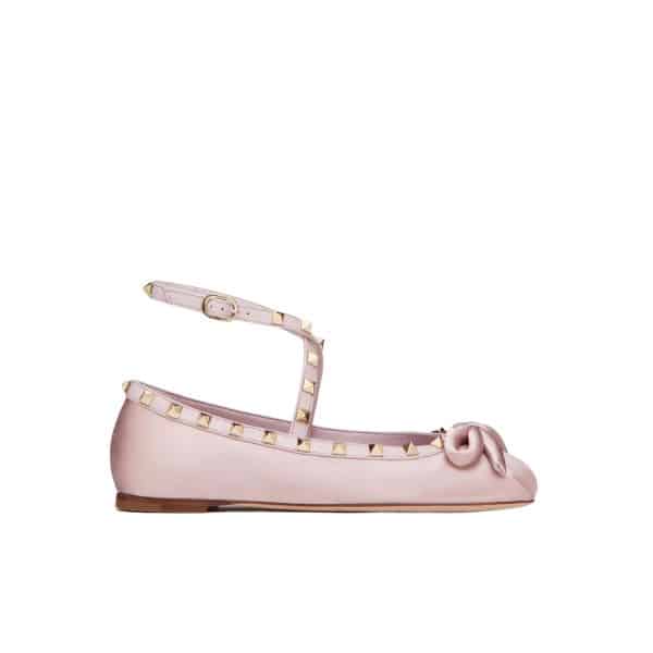 VALENTINO GARAVANI ROCKSTUD SATIN BALLERINA WATER LILAC 3W2S0HB6SWH 6E0