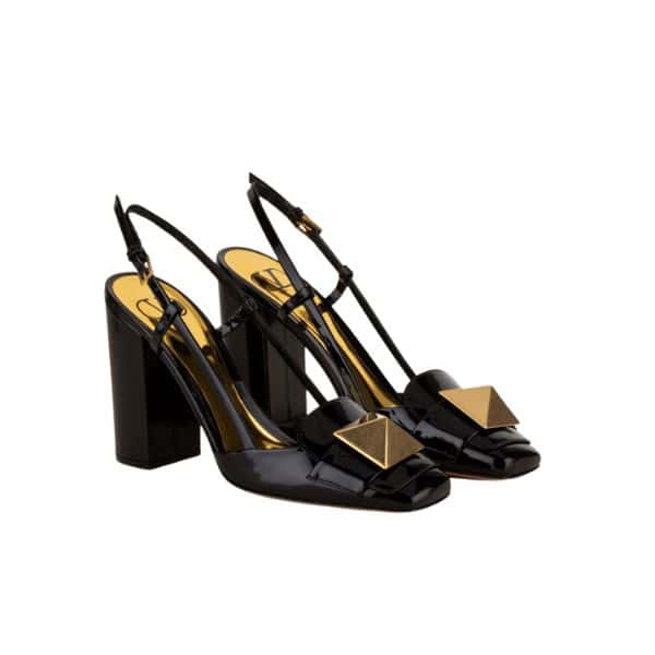 VALENTINO GARAVANI ONE STUD PATENT LEATHER SLINGBACK PUMP BLACK WS0ER2LAF NO