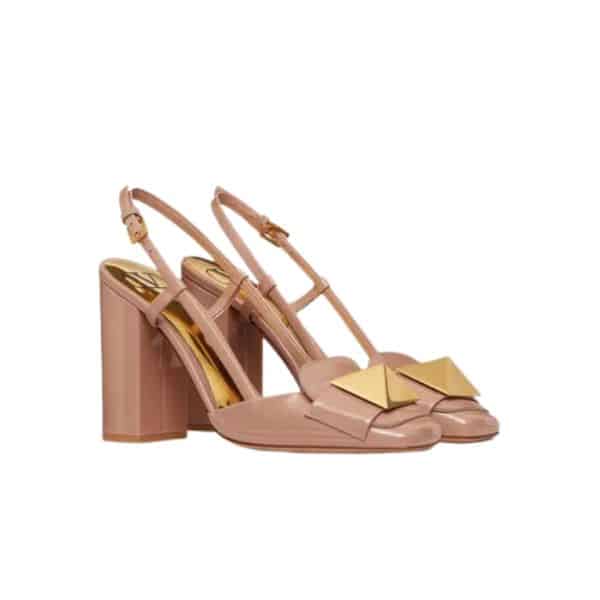 VALENTINO GARAVANI ONE STUD PATENT LEATHER SLINGBACK PUMP ROSE CANNELLE