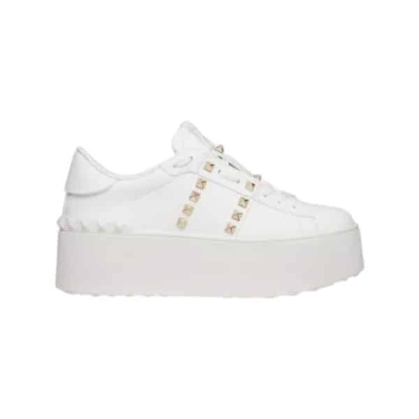 VALENTINO GARAVANI FLATFORM ROCKSTUD UNTITLED SNEAKER IN CALFSKIN WHITE  4W2S0GG8BHS 0BO