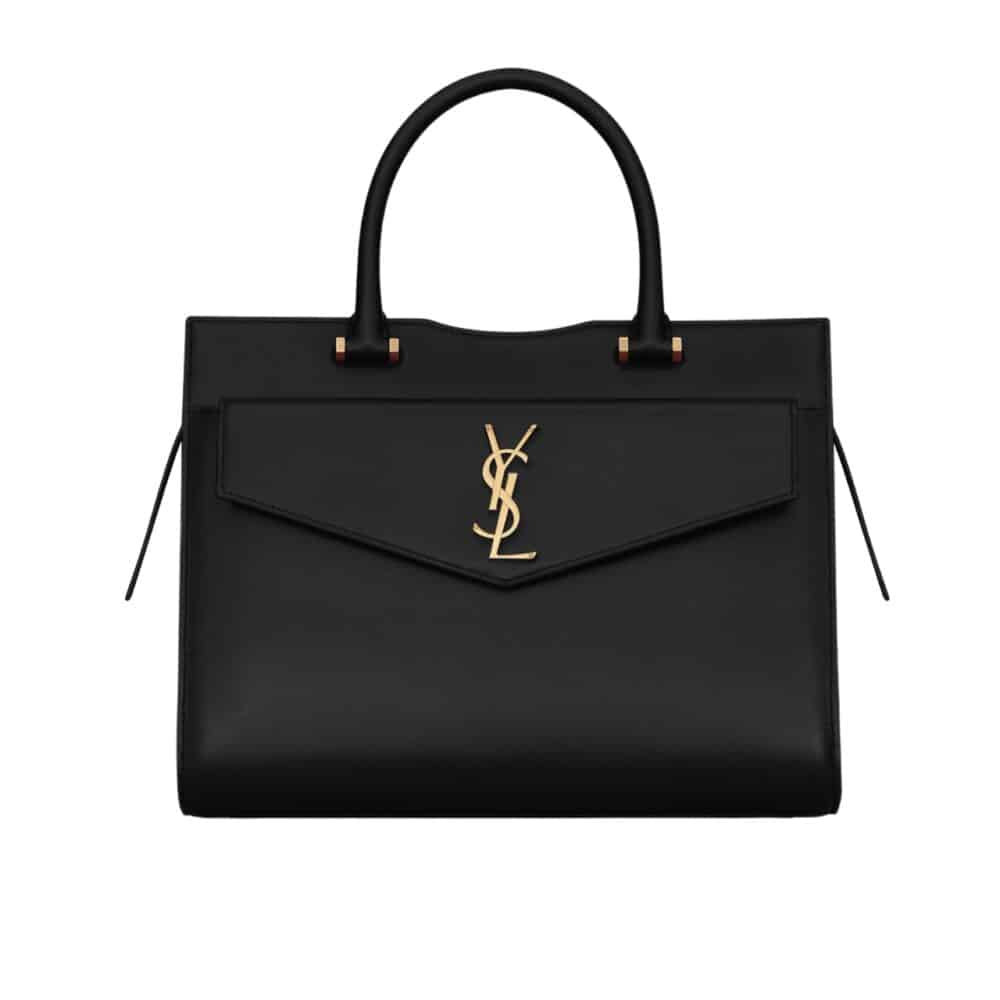 SAINT LAURENT UPTOWN MEDIUM LEATHER TOTE BAG BLACK 31CM 6365430SX0J1000