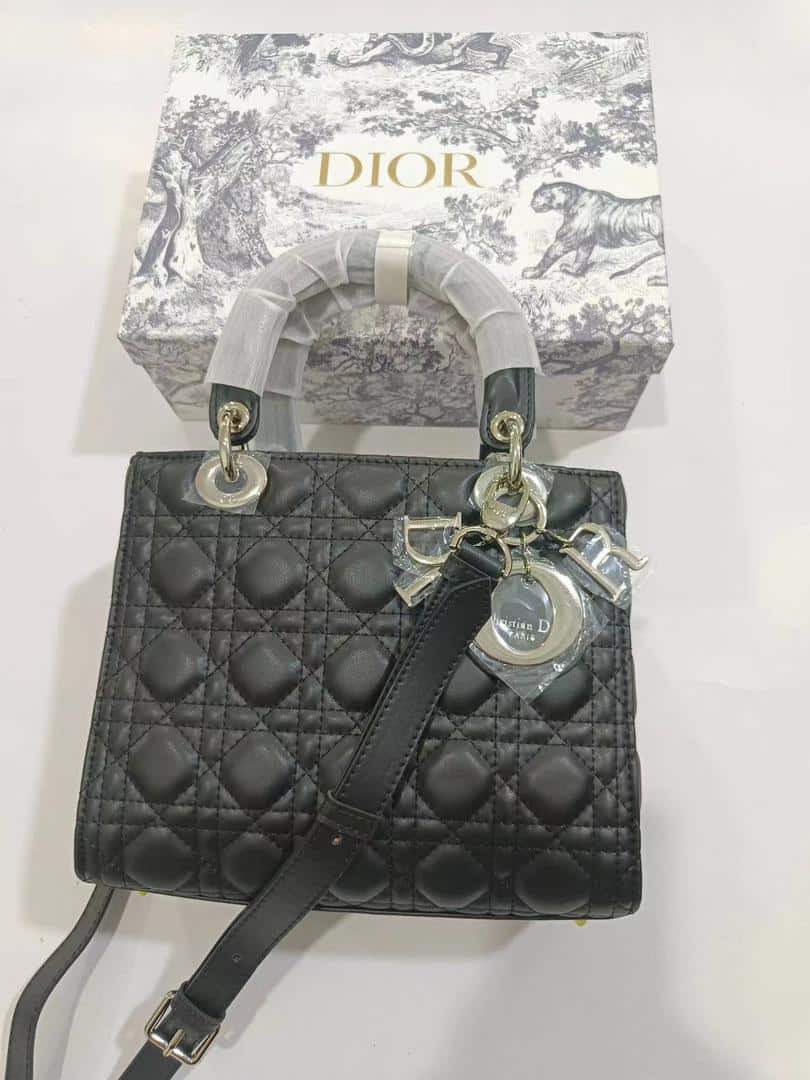 Alternative view of DIOR MEDIUM LADY DIOR BAG CANNAGE BLACK SILVER HARDWARE 24CM