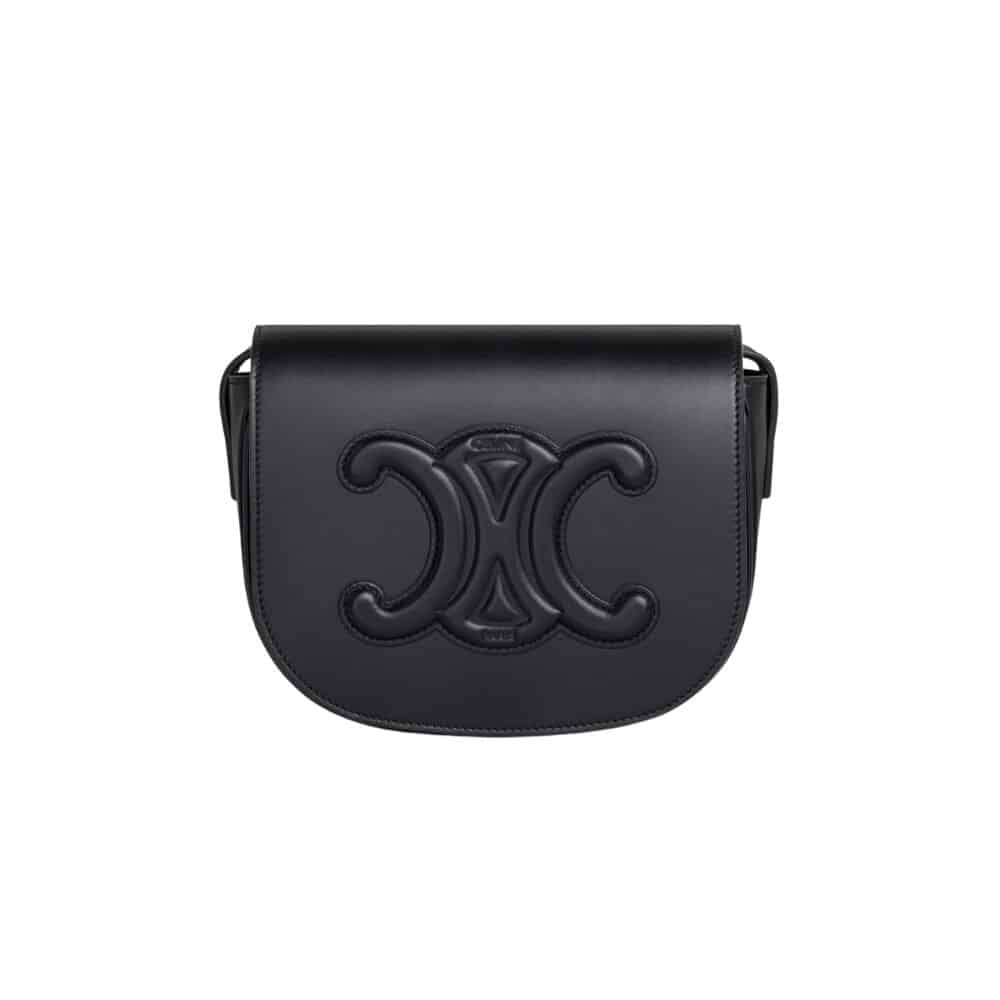 CELINE FOLCO CUIR TRIOMPHE IN SMOOTH CALFSKIN BLACK 18CM 198263DU3 38NO