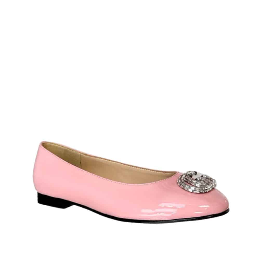 GUCCI CRYSTAL GG WOMEN'S BALLET FLAT PINK