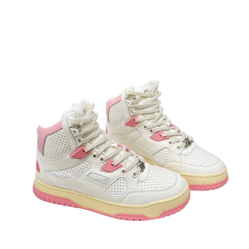 GUCCI WOMEN'S HIGH TOP DISTRESSED EFFECT SNEAKER PINK
