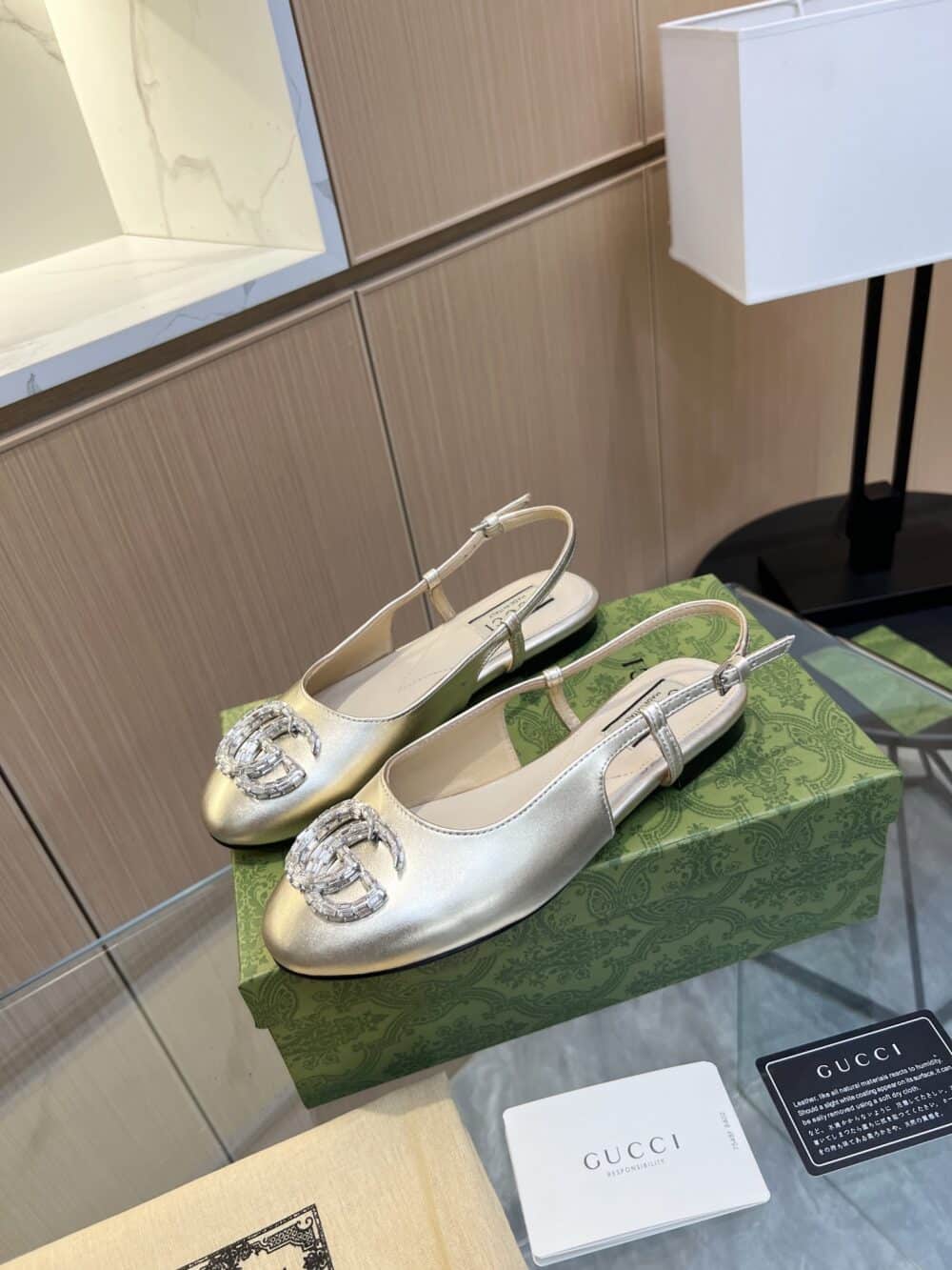 GUCCI GG CRYSTAL SLINGBACK SILVER - Image 5