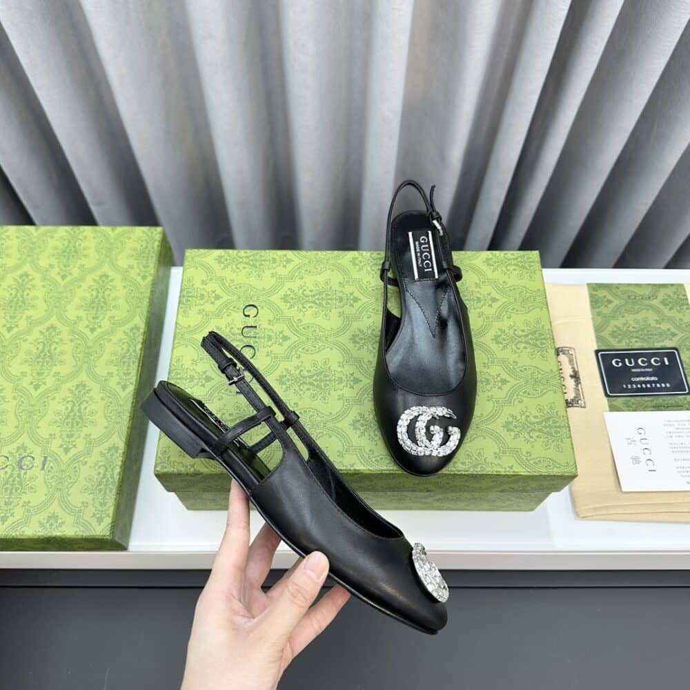 GUCCI WOMEN'S BALLERINA WITH DOUBLE G BLACK - Image 4