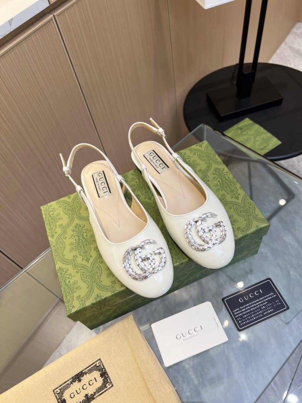 GUCCI GG CRYSTAL SLINGBACK WHITE - Image 7