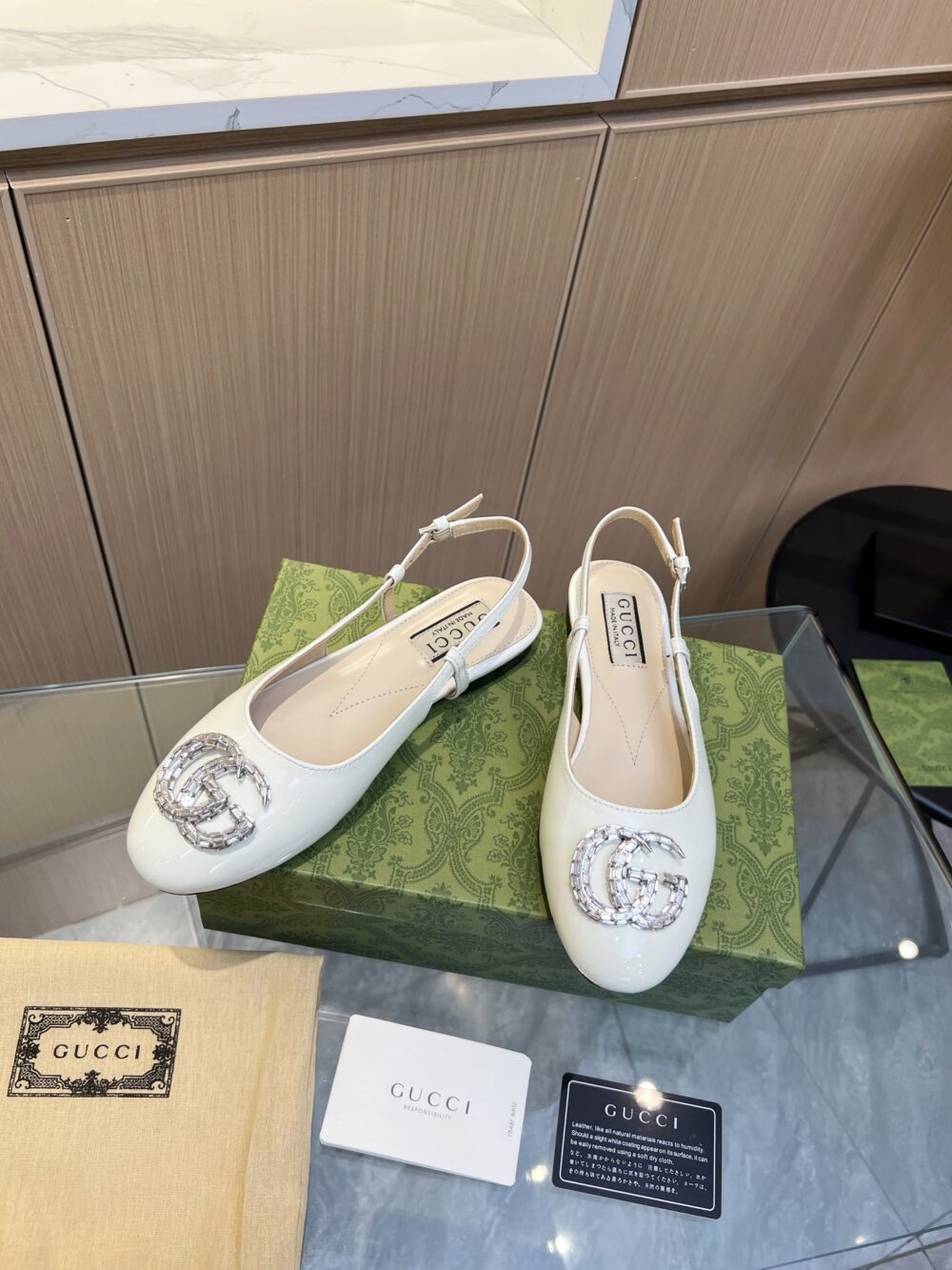 GUCCI GG CRYSTAL SLINGBACK WHITE - Image 9