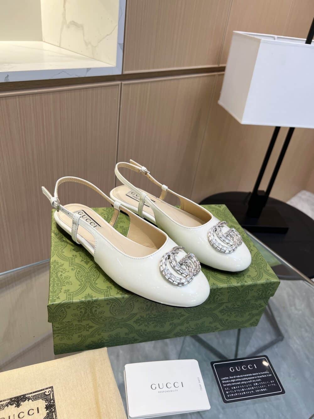GUCCI GG CRYSTAL SLINGBACK WHITE - Image 10