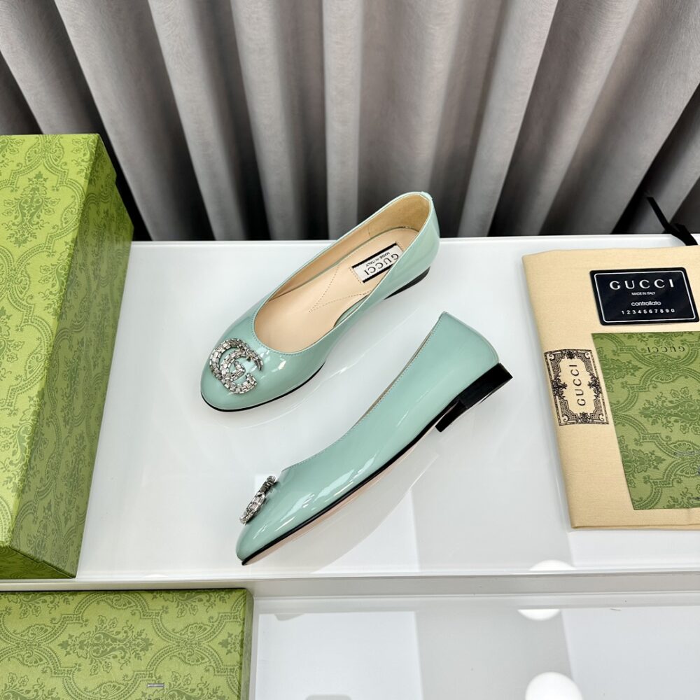 GUCCI CRYSTAL GG WOMEN'S BALLET FLAT BLUE - Image 4