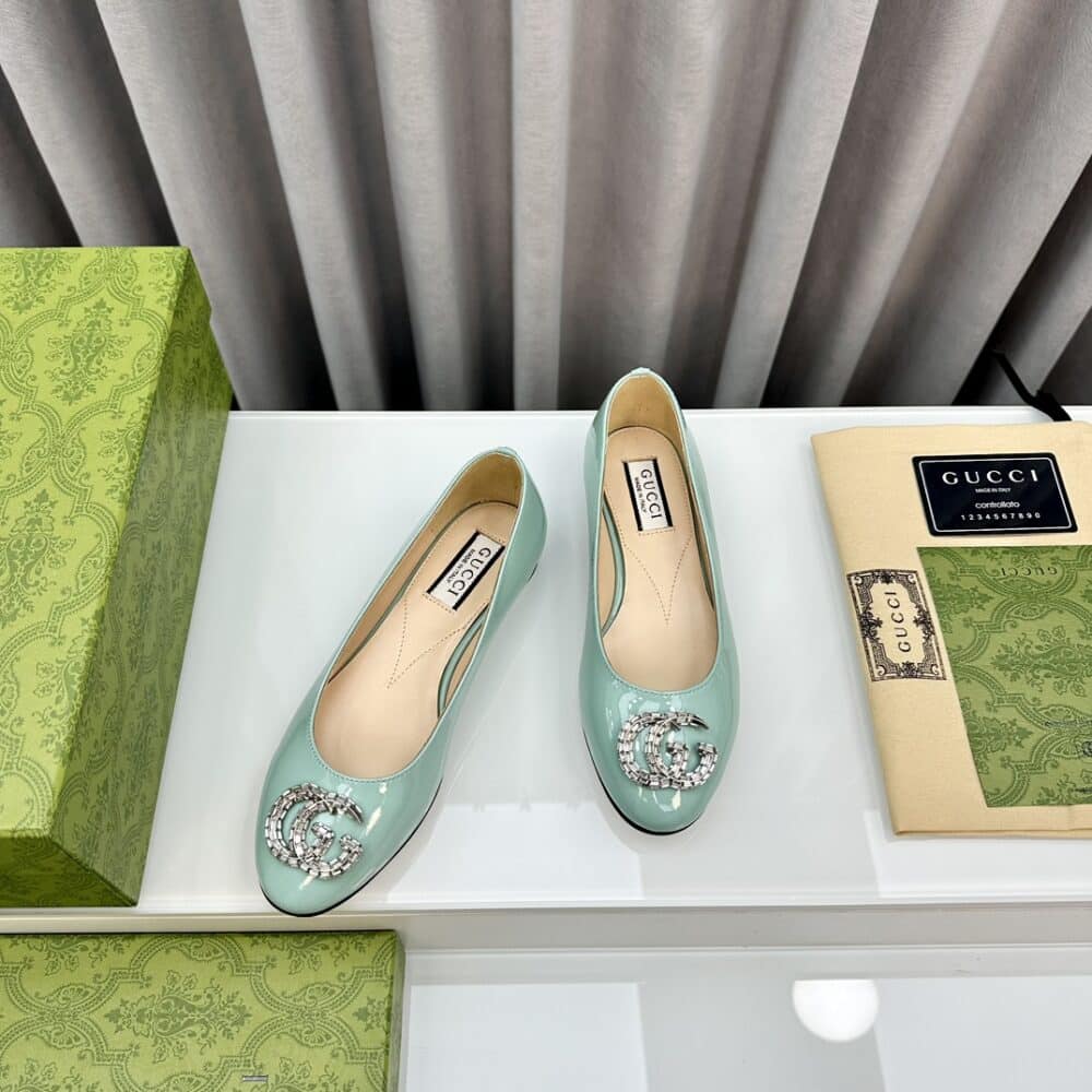 GUCCI CRYSTAL GG WOMEN'S BALLET FLAT BLUE - Image 6