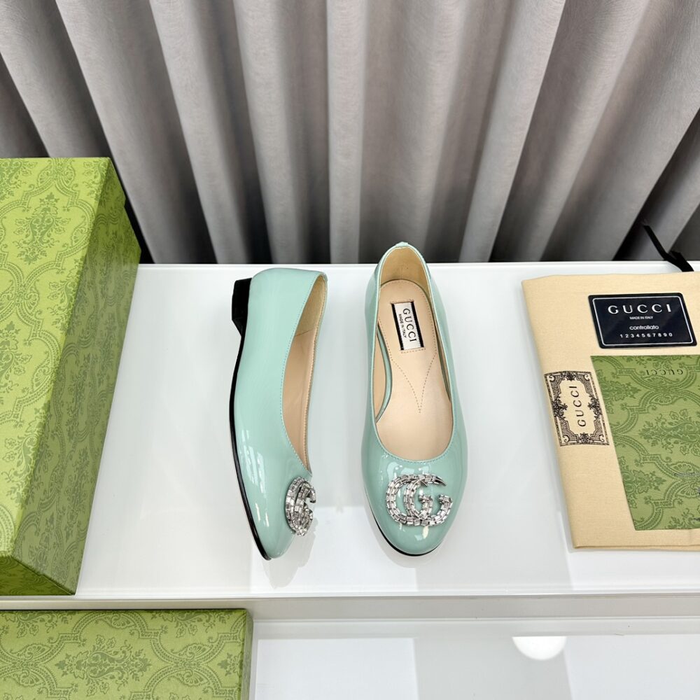 GUCCI CRYSTAL GG WOMEN'S BALLET FLAT BLUE - Image 7