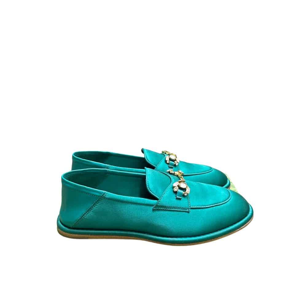GUCCI WOMEN'S HORSEBIT LOAFER WITH CRYSTALS BLUE