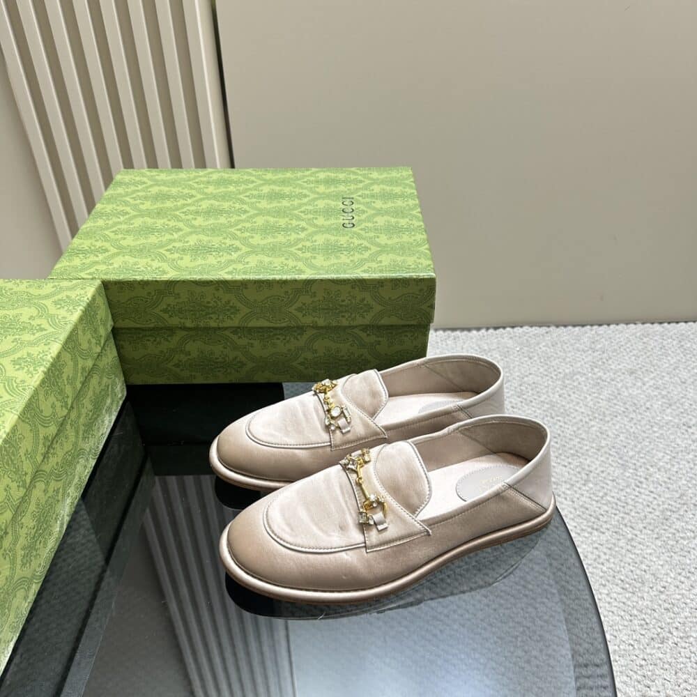 GUCCI WOMEN'S HORSEBIT LOAFER WITH CRYSTALS BEIGE - Image 6