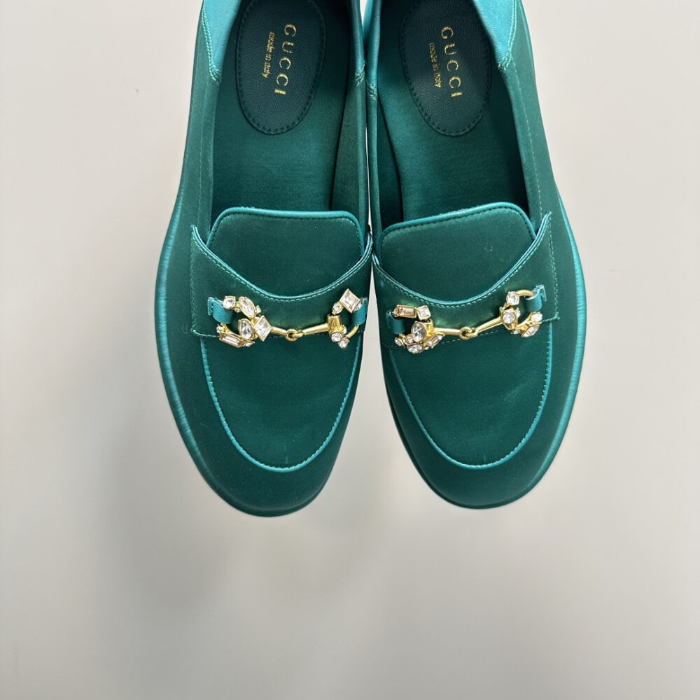 GUCCI WOMEN'S HORSEBIT LOAFER WITH CRYSTALS BLUE - Image 3