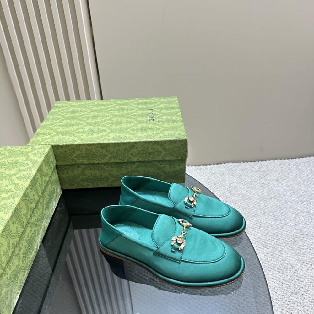 GUCCI WOMEN'S HORSEBIT LOAFER WITH CRYSTALS BLUE - Image 6