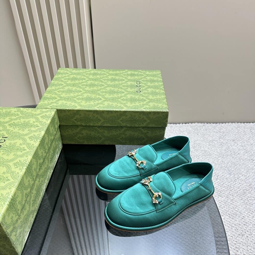 GUCCI WOMEN'S HORSEBIT LOAFER WITH CRYSTALS BLUE - Image 7