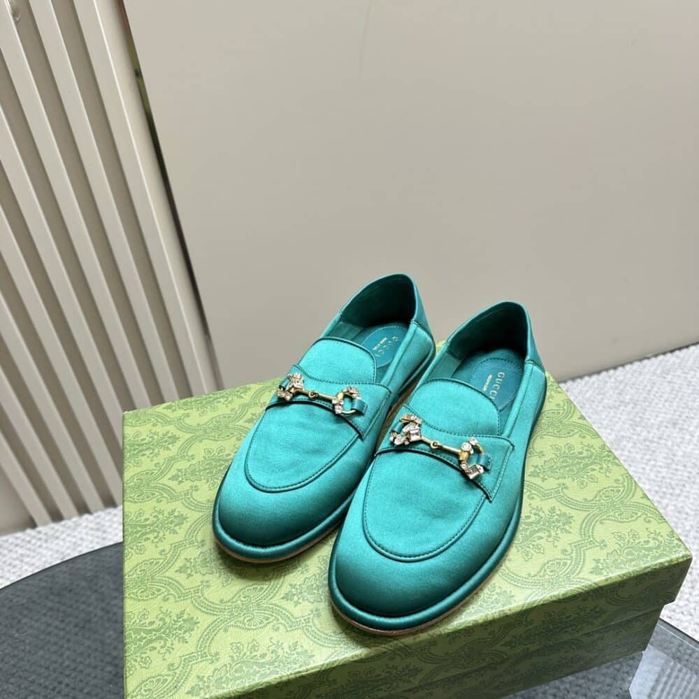GUCCI WOMEN'S HORSEBIT LOAFER WITH CRYSTALS BLUE - Image 8