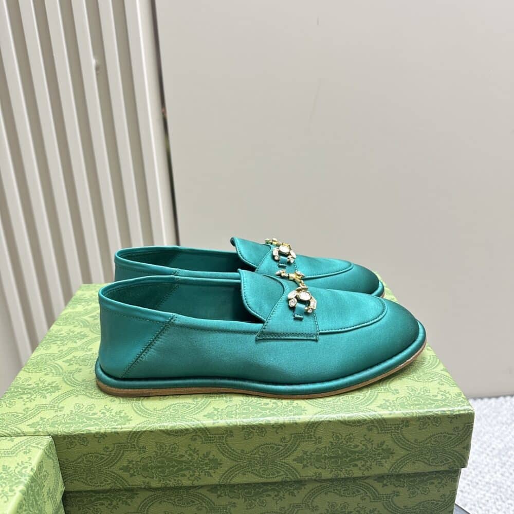 GUCCI WOMEN'S HORSEBIT LOAFER WITH CRYSTALS BLUE - Image 9