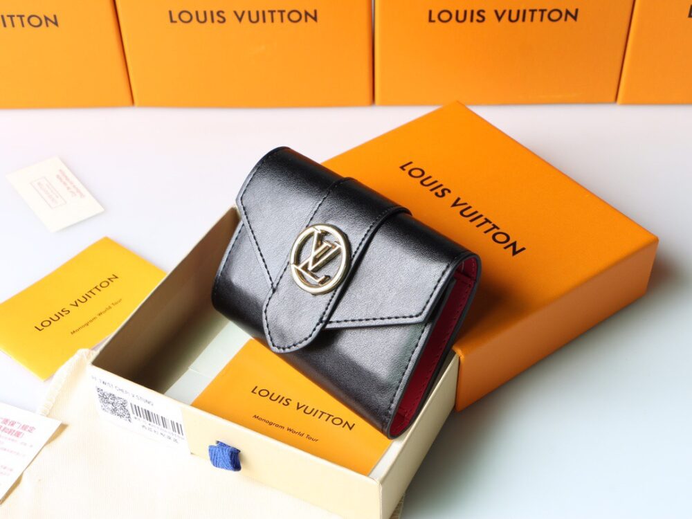 LOUIS VUITTON LV PONT 9 COMPACT WALLET BLACK 12CM M69175 - Image 3