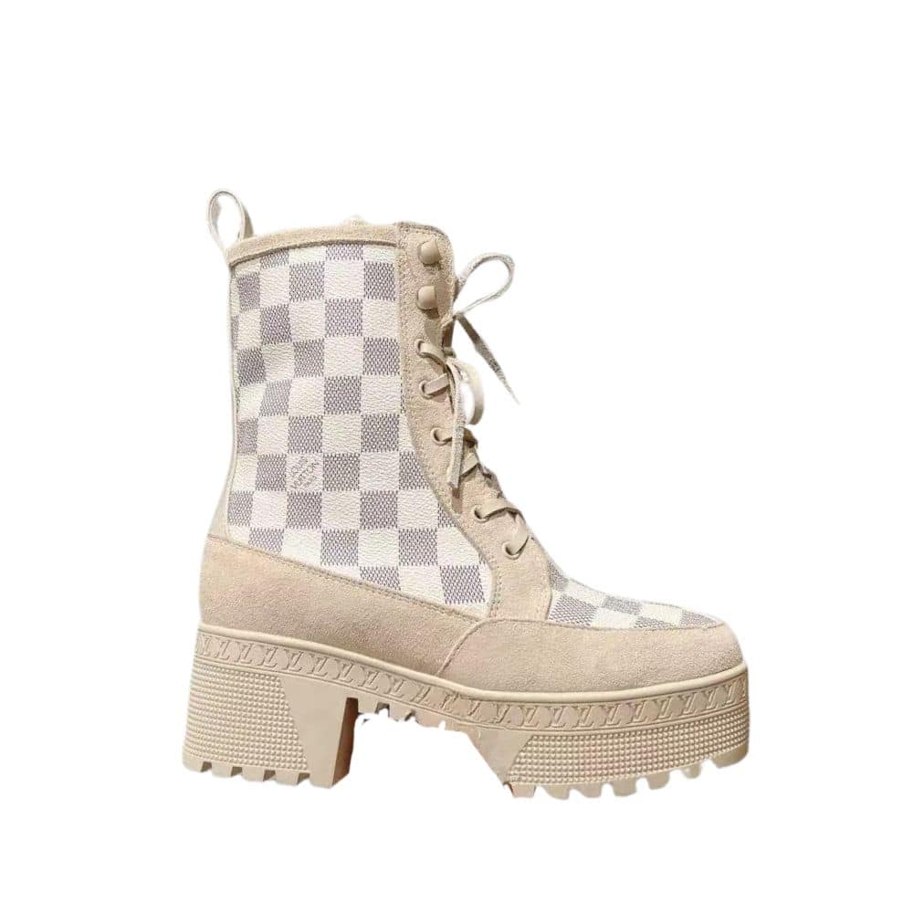 LOUIS VUITTON LAUREATE PLATFORM DESERT BOOT DAMIER AZURE
