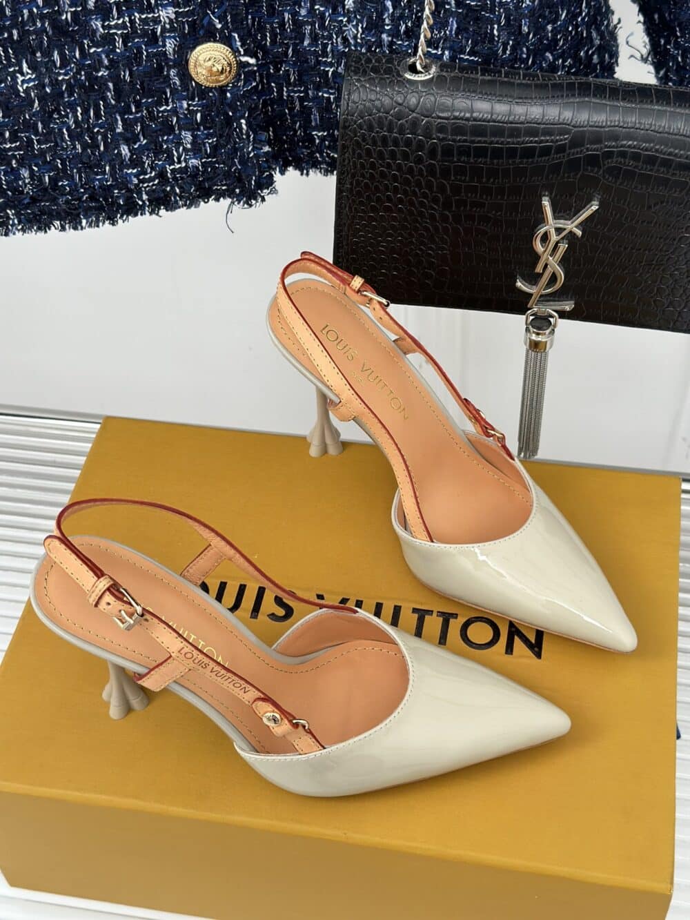 LOUIS VUITTON BLOSSOM SLINGBACK PUMP BEIGE 1AC8E0 - Image 8