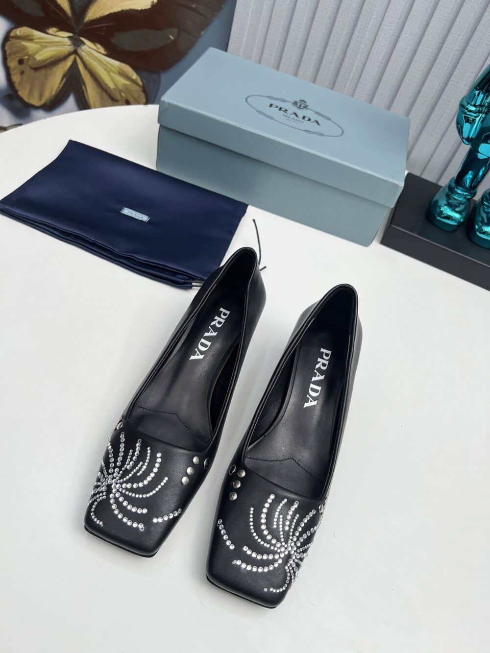 PRADA CRYSTAL PUMPS BLACK - Image 6