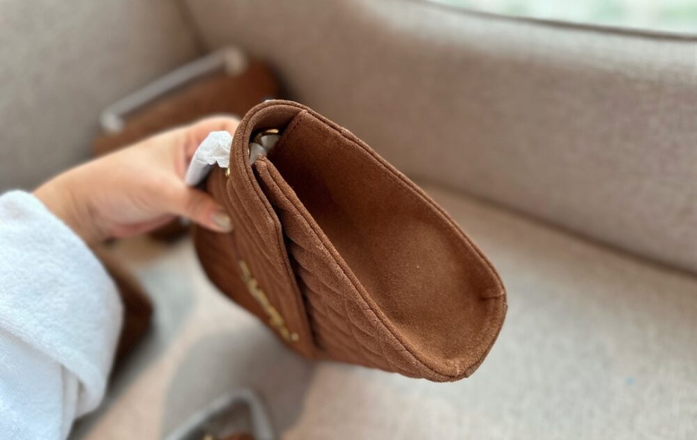 SAINT LAURENT ENVELOPE MEDIUM MATELASSÉ SUEDE SHOULDER BAG BROWN 24CM - Image 7