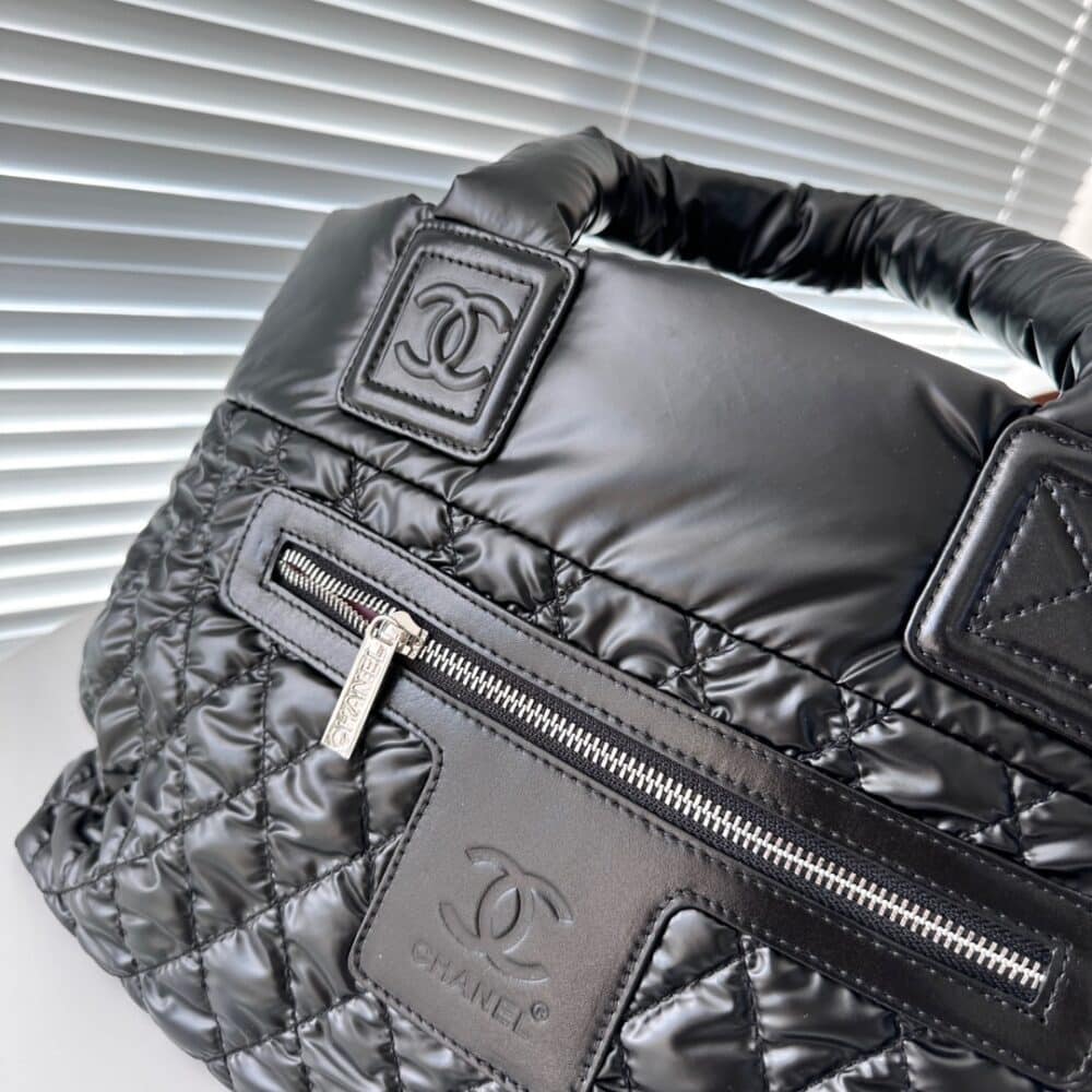 CHANEL NYLON COCO COCOON TOTE BAG BLACK 35CM - Image 10