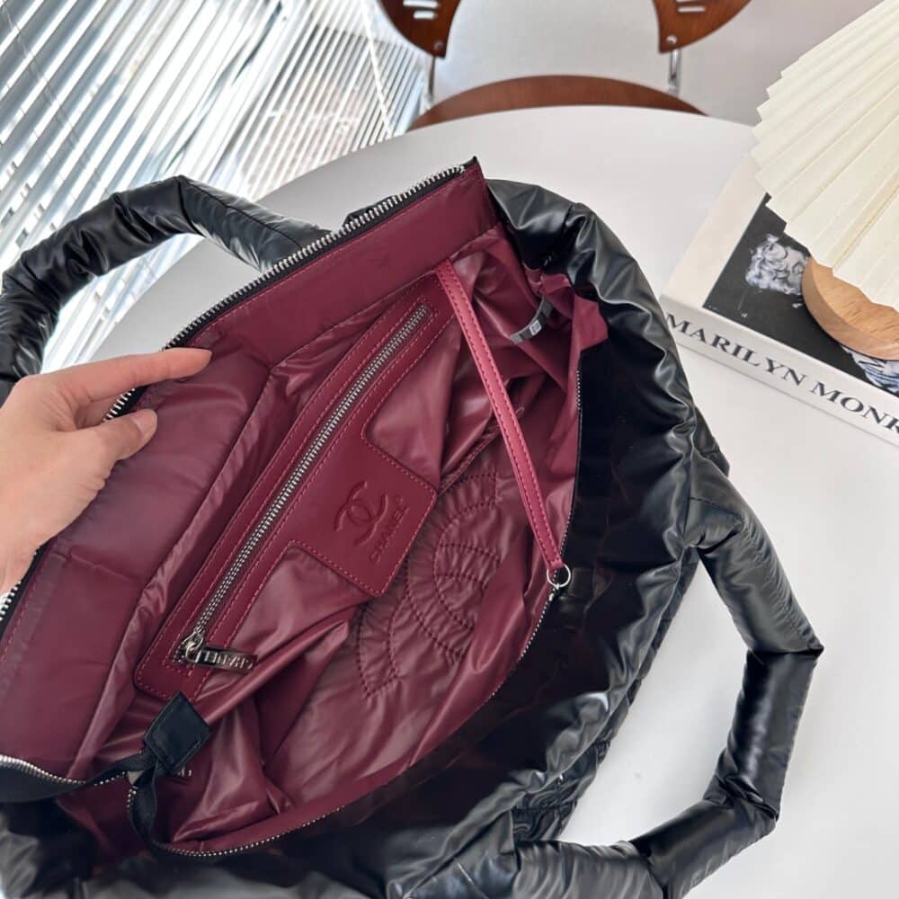 CHANEL NYLON COCO COCOON TOTE BAG BLACK 35CM - Image 3