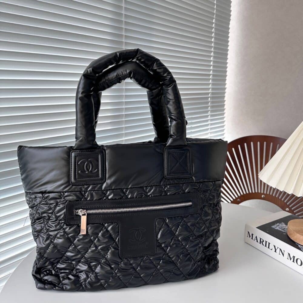 CHANEL NYLON COCO COCOON TOTE BAG BLACK 35CM - Image 9