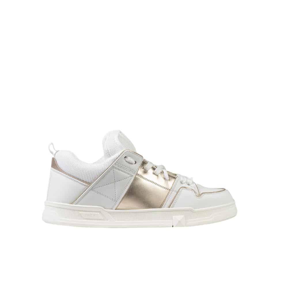 VALENTINO GARAVANI OPEN SKATE SNEAKER WHITE AND GOLD