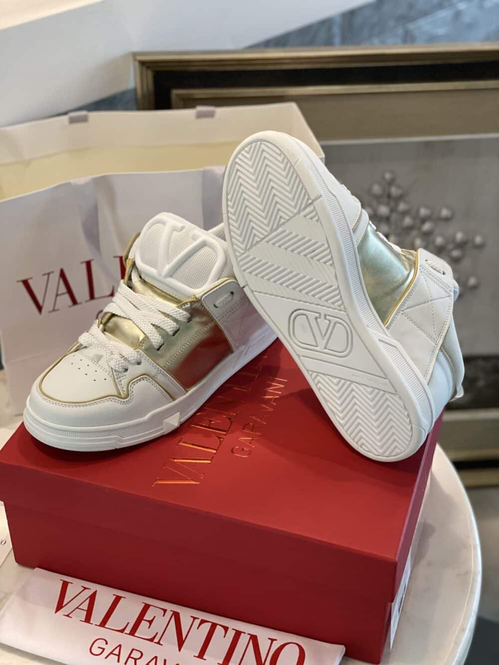 Alternative view of VALENTINO GARAVANI OPEN SKATE SNEAKER WHITE AND GOLD