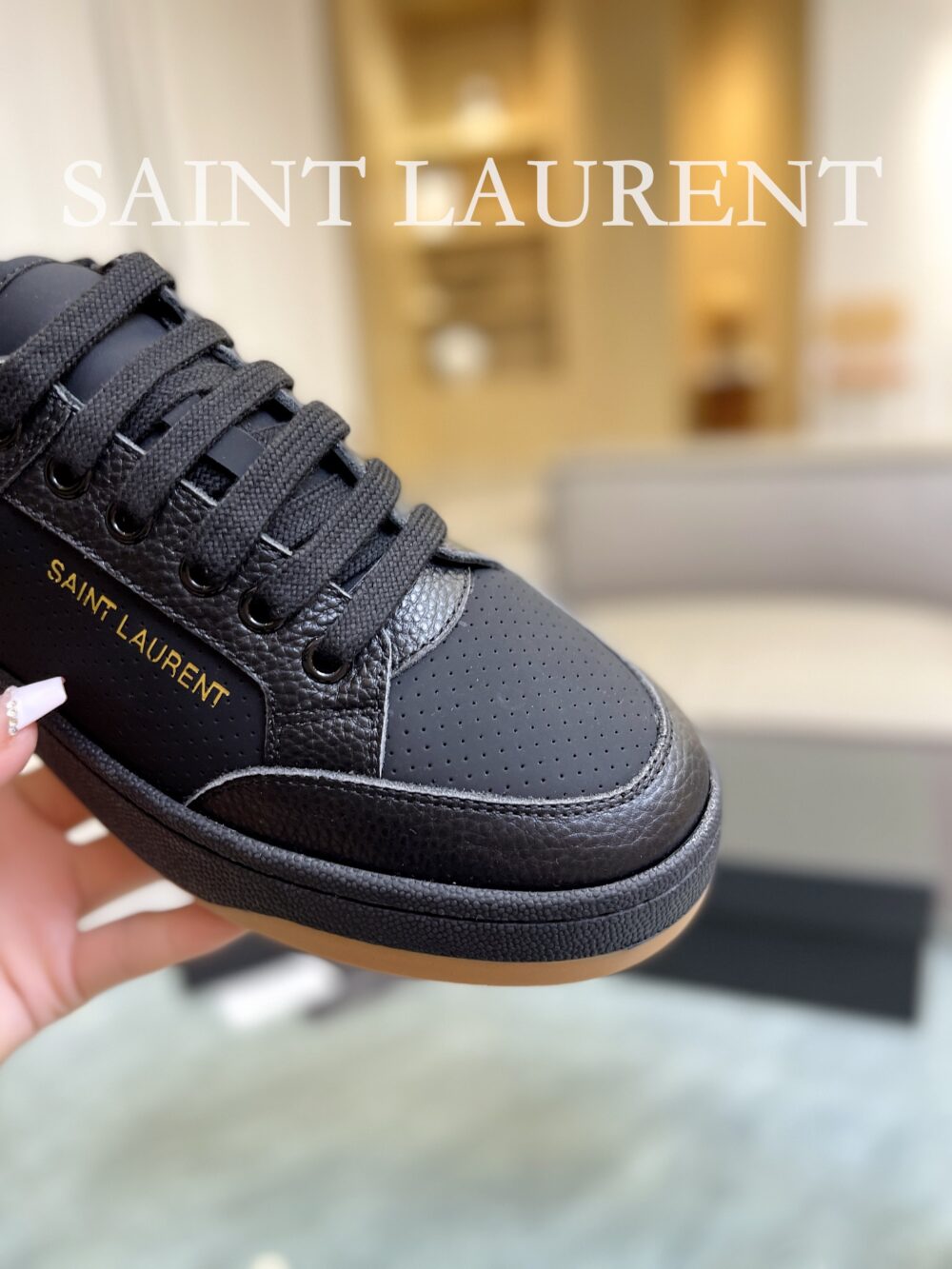 SAINT LAURENT PERFORATED LEATHER SNEAKERS BLACK - Image 7