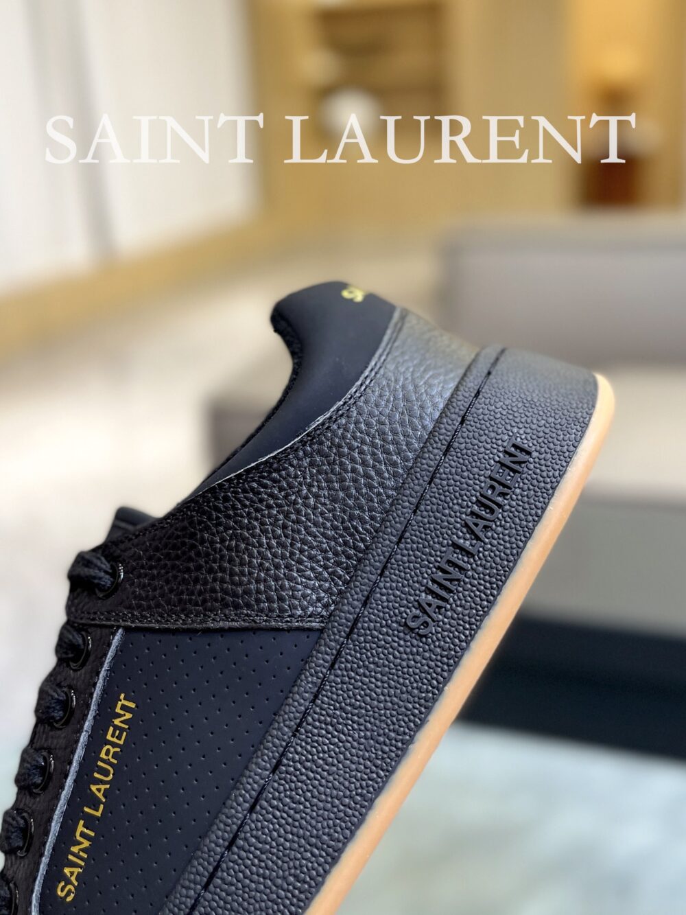 SAINT LAURENT PERFORATED LEATHER SNEAKERS BLACK - Image 6