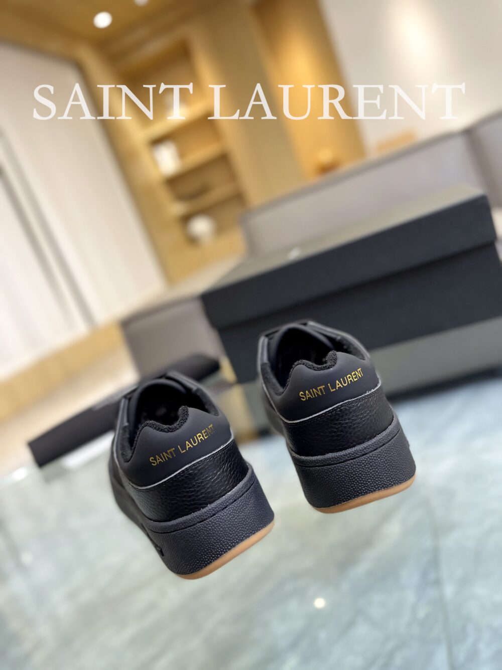 SAINT LAURENT PERFORATED LEATHER SNEAKERS BLACK - Image 5