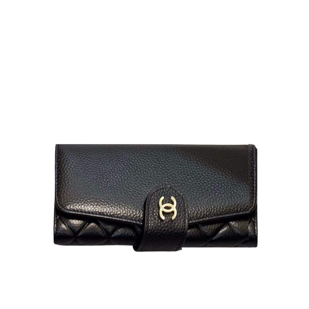 CHANEL LONG FLAP WALLET BLACK 19CM
