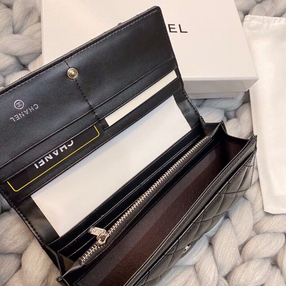 CHANEL LONG FLAP WALLET BLACK 19CM - Image 10