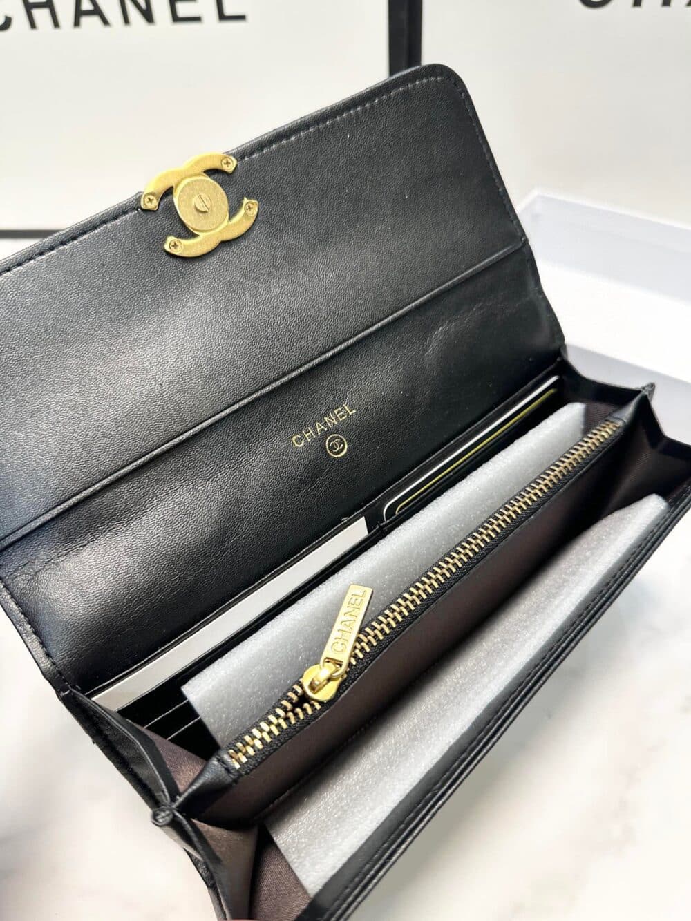 CHANEL LONG FLAP WALLET BLACK 19CM - Image 8