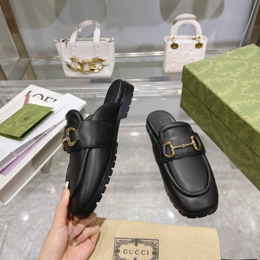 GUCCI WOMEN'S MULE WITH HORSEBIT BLACK 771096 AACAI 1000 - Image 3