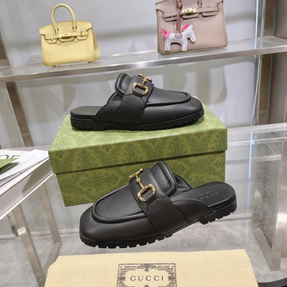 GUCCI WOMEN'S MULE WITH HORSEBIT BLACK 771096 AACAI 1000 - Image 5