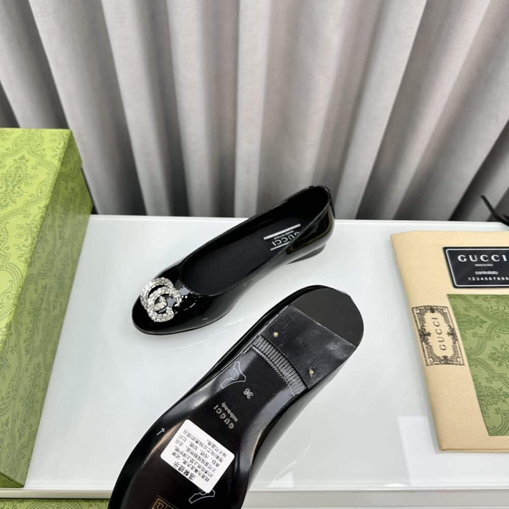 GUCCI CRYSTAL GG WOMEN'S BALLET FLAT BLACK - Image 3