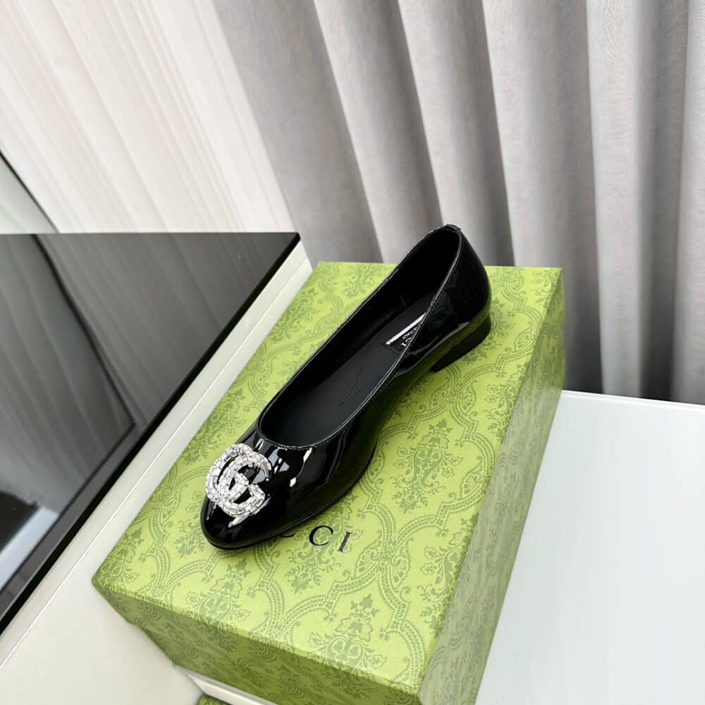 GUCCI CRYSTAL GG WOMEN'S BALLET FLAT BLACK - Image 5